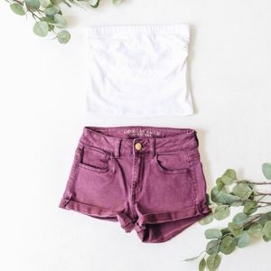 American Eagle Faded Maroon Cuffed Shorts